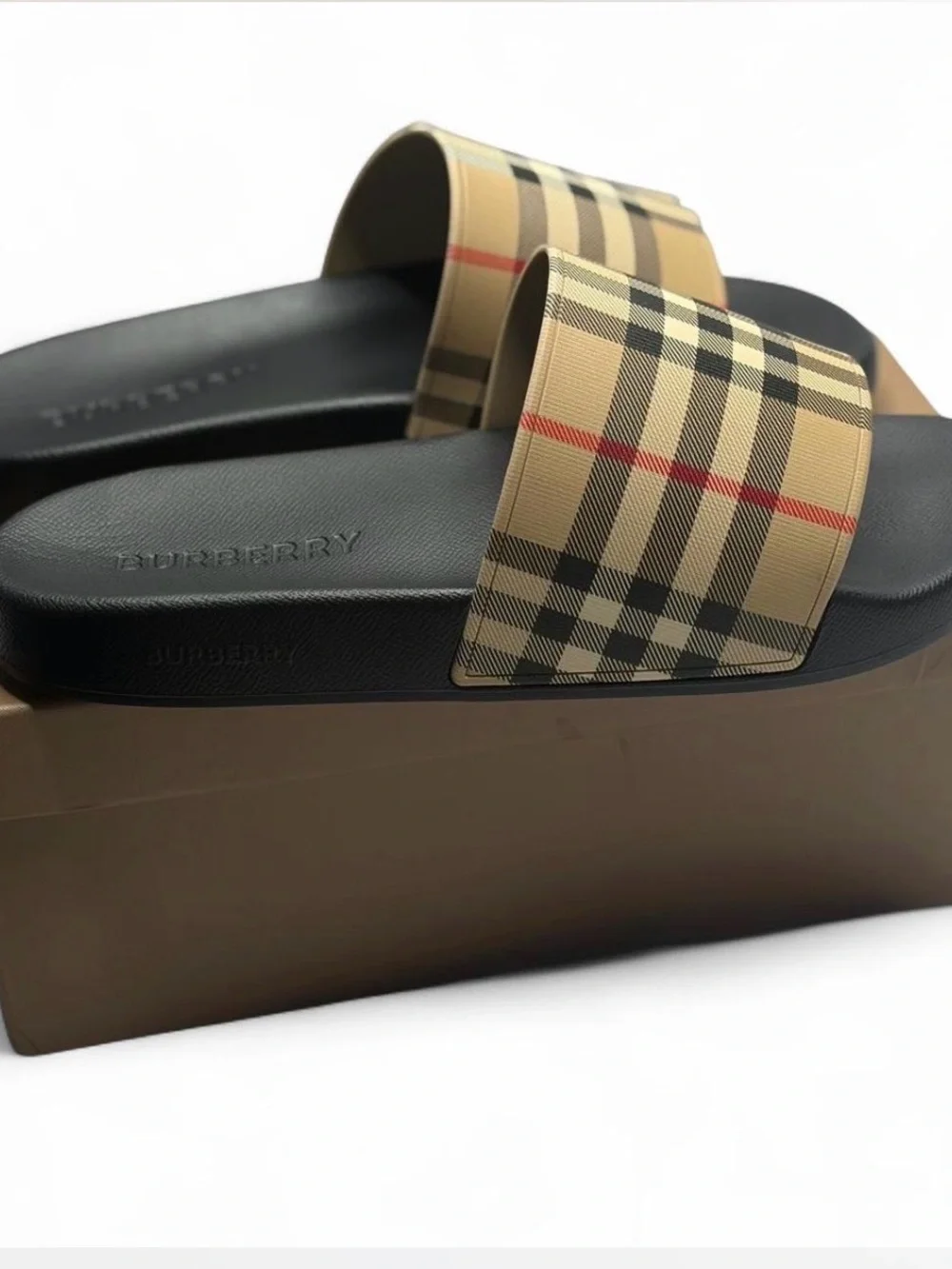 NWT🆕$425 Burberry Furley Vintage Check Slides EUr39 - Picture 2 of 5